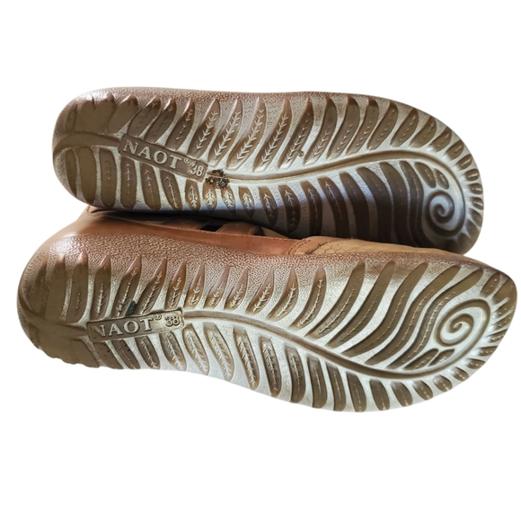 NAOT KATA Nuetral Tan Cream Snake Embossed Leather Lace-Up Sandals Women's SZ‎ 7 - Picture 10 of 10